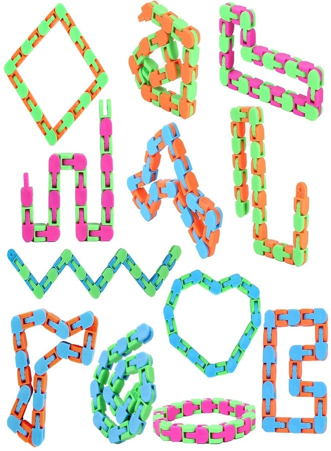 Abodhu 12 Pack Wacky Tracks Snap Fidgets Snake Click Fidget Toys Valentines Day Gifts for Kids Adults ADHD Autism Sensory Classroom Easter Stocking Stuffers Stress Relief Keep Fingers Busy and Minds Calm - Image 1